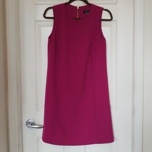 Tahari fuchsia scalloped shift dress